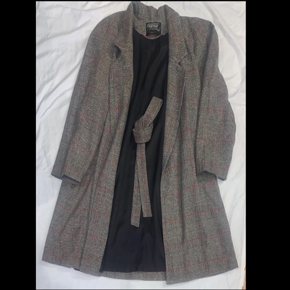 Vintage long wool glen plaid coat - Picture 5 of 5